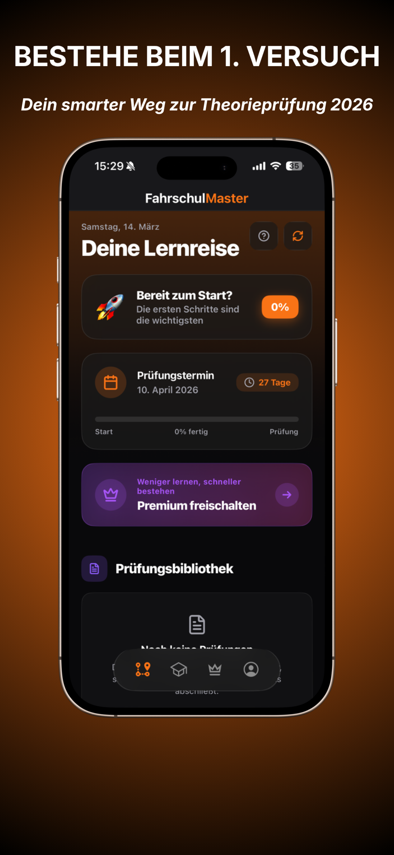 FahrschulMaster Dashboard – Deine Lernreise mit Prüfungstermin